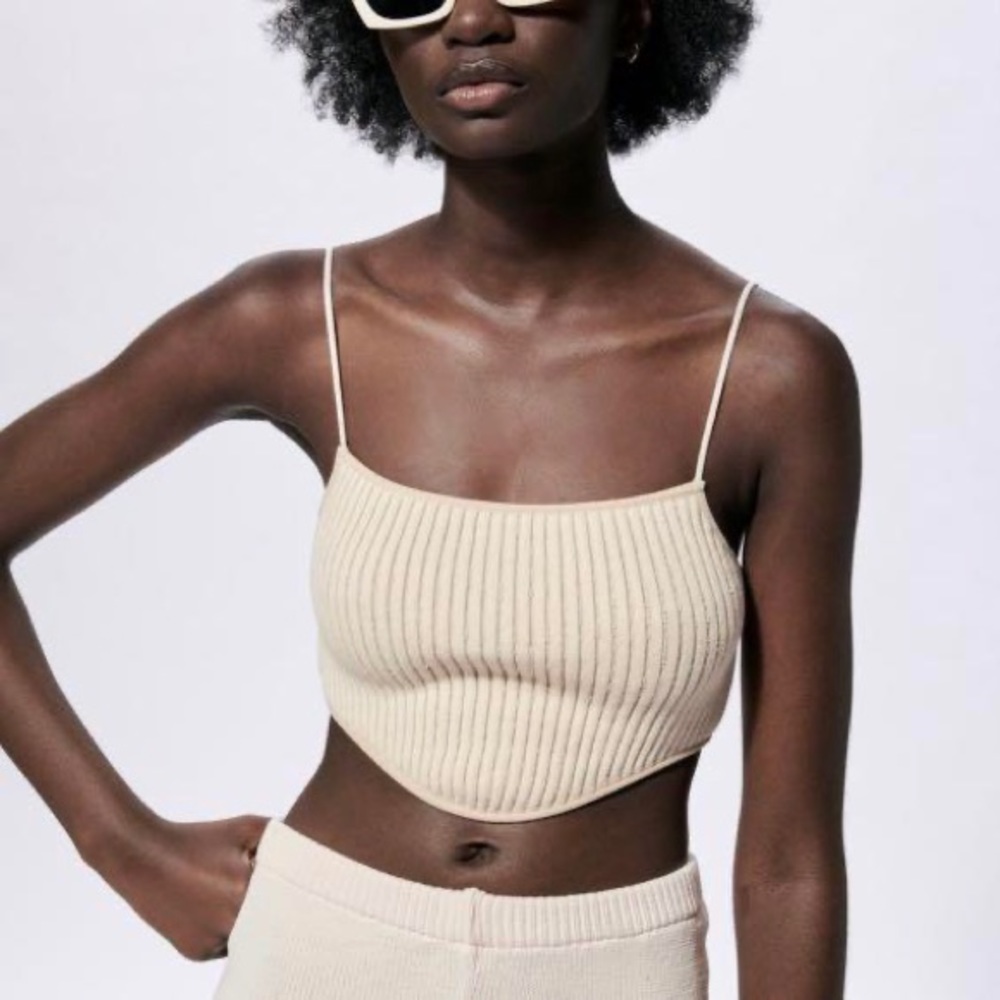 Zara rib corset top in sand